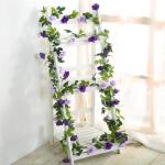 2 stuks 240 cm lange tweekleurige kunstrozenslinger-ranken, hangende zijden bloemen, voor buiten- en binnen, bruiloft- en muurdecoratie (paars)