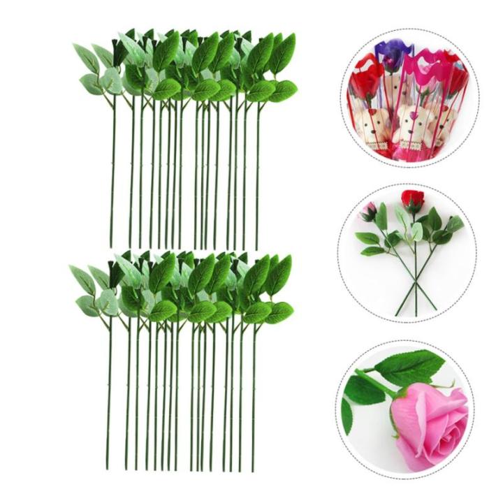 280 STK Rosenstiel künstliche blüten Artificial Rosenblumenstiel Bouquet Fake Fake grünes Blatt künstliche Rosen Material für künstliche Blumen handgemachtes Material Draht.
