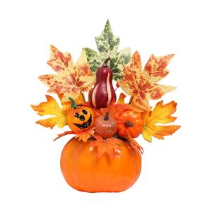 Halloween-Kürbisse, Ornament, Esstisch-Mittelstück, Kunstwerk, Erntedankfest, Herbsternte-Dekor für die Herbstparty im Bauernhaus, Style H