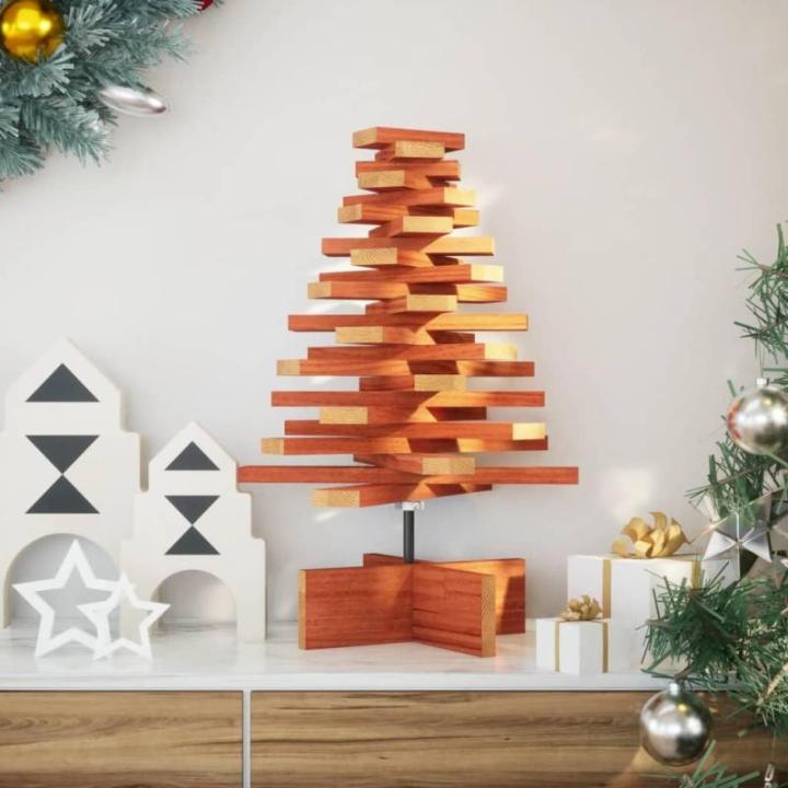 Weihnachtsbaum, Tannenbaum Holz zum Schmücken, Christbaum Holzbaum DIY Weihnachten Dekoration, Dekobaum Weihnachtsdeko, Wachsbraun 60cm Massivholz Kiefer