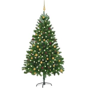 Künstlicher Weihnachtsbaum Beleuchtung & Kugeln 210 cm Grün, Tannenbaum Künstlich, Christmas Tree, Tannenbaum Deko, Weihnachtsbäume, Christbaum - 3077556