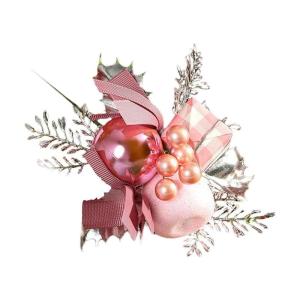 Künstliche Weihnachtsstiele,künstliche Kiefernspieße Zweige Weihnachten Blumenplektren und Sprays Urlaub Winter Blumenplektren für Girlande, Kranz, Weihnachtsdekoration (Pink)