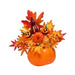 Halloween-Kürbisse, Ahornblätter, Ornament, Herbsternte, Dekor, neuartiges dekoratives Handwerk, Esstisch-Mittelstück für Geschäft und Büro, Style F