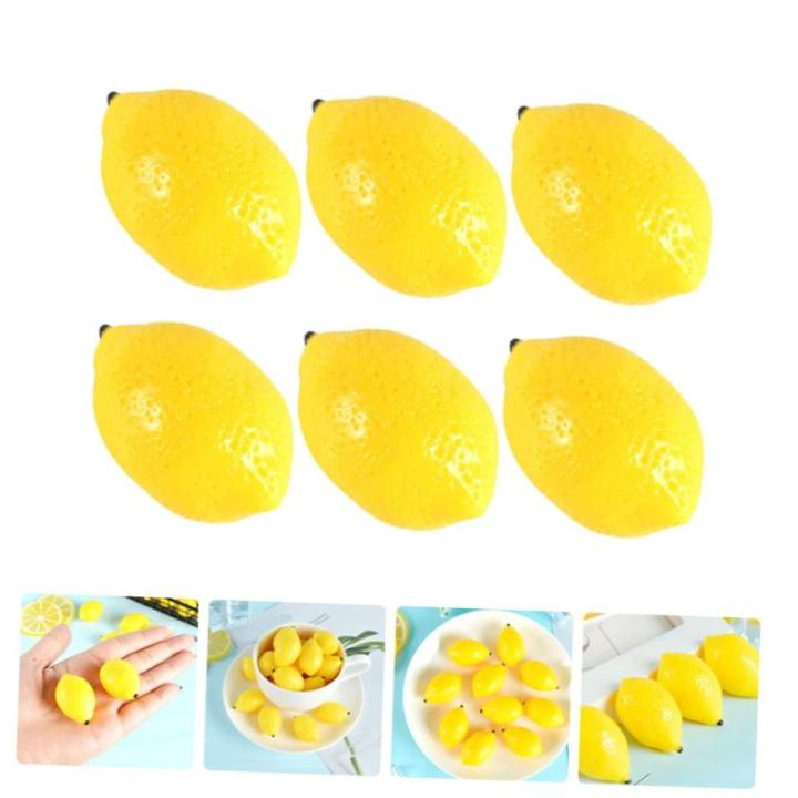 18 STK Mini-Zitronenimitat Miniaturen Obstladen-Zitronen-Dekor partydekorationen Mini-Spielzeug künstliche Zitronen bastelzeug Zitrone schmückt Zitronenornament PVC Yellow