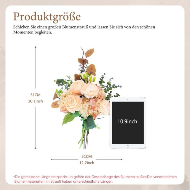 Meervoudig vertakte , roze roos, als echte hortensia, appelbladeren, groot zijden boeket, geschikt voor doe-het-zelf bruiloftsfeest, tafeldecoratie, bloemenarrangement, huis en