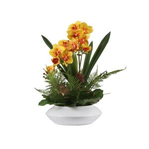 Kunstblumen Künstlicher Schmetterlings-Orchideen-Bonsai in Keramikvase – handgefertigter chinesischer klassischer Stil, Elegante Wohnzimmer- und Bürodekoration für jeden Anlas