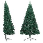 Künstlicher Halb-Weihnachtsbaum Beleuchtung Kugeln Grün 150 cmGrün und grau