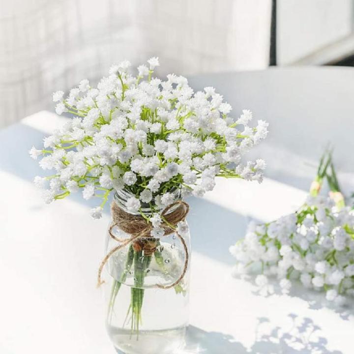 10 STKS 30 Trossen Witte Babys Adem Bloemen Kunstmatige Witte Nep Bloemen Gypsophila Diy Bloemen Boeketten Arrangement Bruiloft Home Decor (VASE NIET Inbegrepen)