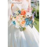 Künstliche Blumen Combo Fee Blau Blumen Mix Seidenblumen Gefälschte Rosen mit Stielen für DIY Hochzeit Brautsträuße Babyparty Blumenarrangement Tischaufsätze Heimdekorationen