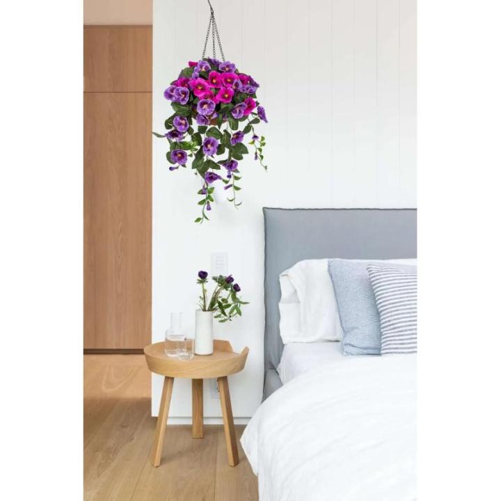 Pansy Kunstbloemen als echte viooltjes, hangende planten, kunstbloemen, Pansy met hanglamp, hoogte 80 cm, kamerplant, struik, decoratieve plant, groene plant
