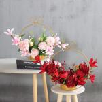 Kunstblumen Künstliche Pflanze, künstliche Pflanze, künstliche Seidenrose mit rundem Metallsockel für Büro, Zuhause, Küche, Garten, Festival-Dekoration für jeden Anlass