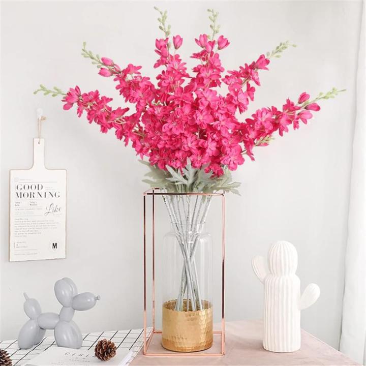 Delphinium 6 stuks 85 cm zijden bloemen felroze faux ridderspoor bloemen lange stengel bloemen voor hoge vaas nepbloemen bloemen bloemstukken voor tafels (felroze)