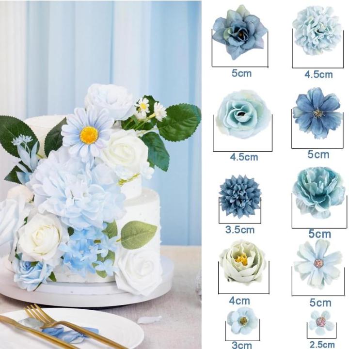 20 stuks , , namaakmini-bloemen van zijde, voor woondecoratie, bruiloften (blauw)