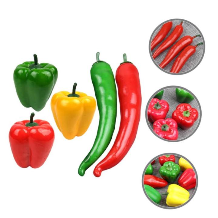 1 Satz Simulationsmodell Paprika Schaufensterpuppe Maneküre- Set Repiclas Kunstpfeffer Replikate Chili-Pfeffer-verzierung Falsches Pfeffermodell Falscher Chili Poly-Drache 5st