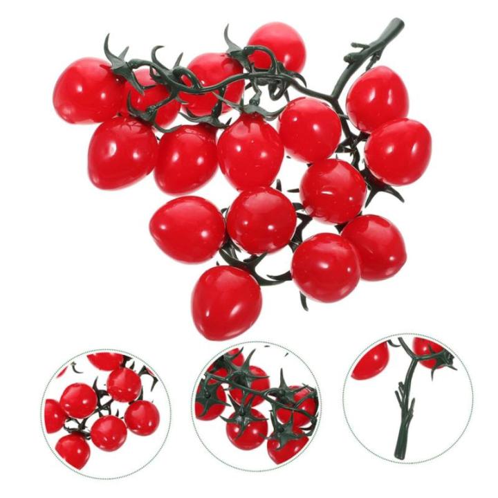 12 STK Simulierte Kirschtomaten Simulation Obstdekoration Mini-Cherry-Tomaten falsches Obst Künstliche Tomaten Dekorative Tomaten Zuhause gefälschte Fruchtstütze Hausbedarf PVC 