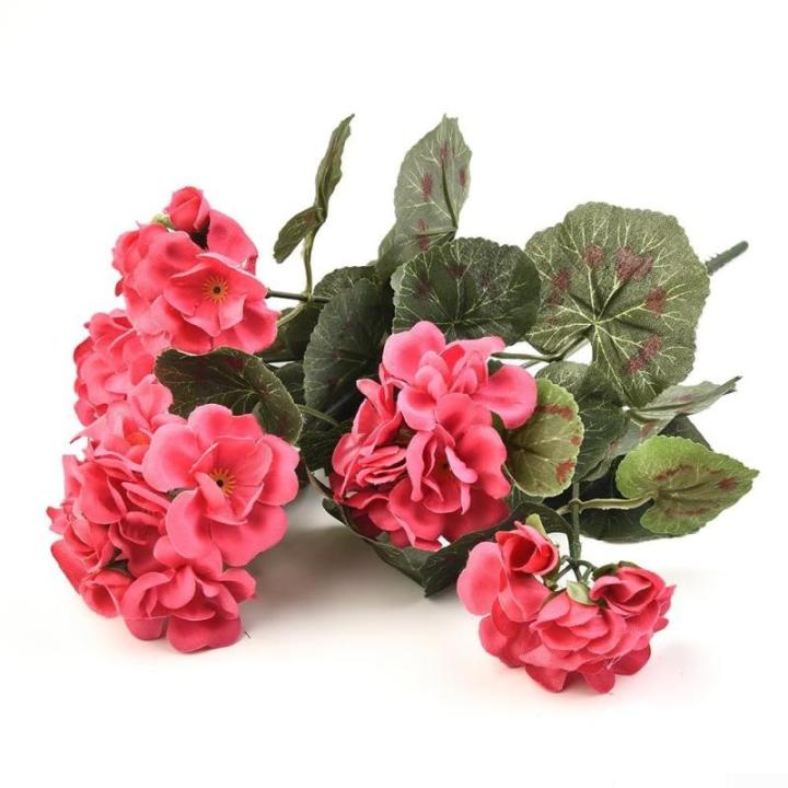 Künstliche Geranien, Blumen, künstliche Pflanze, Geranie, Busch, Blumen, künstliche Flora, Heimdekoration, Zubehör, künstliche Pflanzen (dunkelrosa)