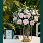 Kunstblumen Künstliche Blumen mit Vase, Tischpflanzen, Kunstseidenrose, künstliche Pflanzen, Arrangement, Innendekoration, Leichter Luxus für jeden Anlass