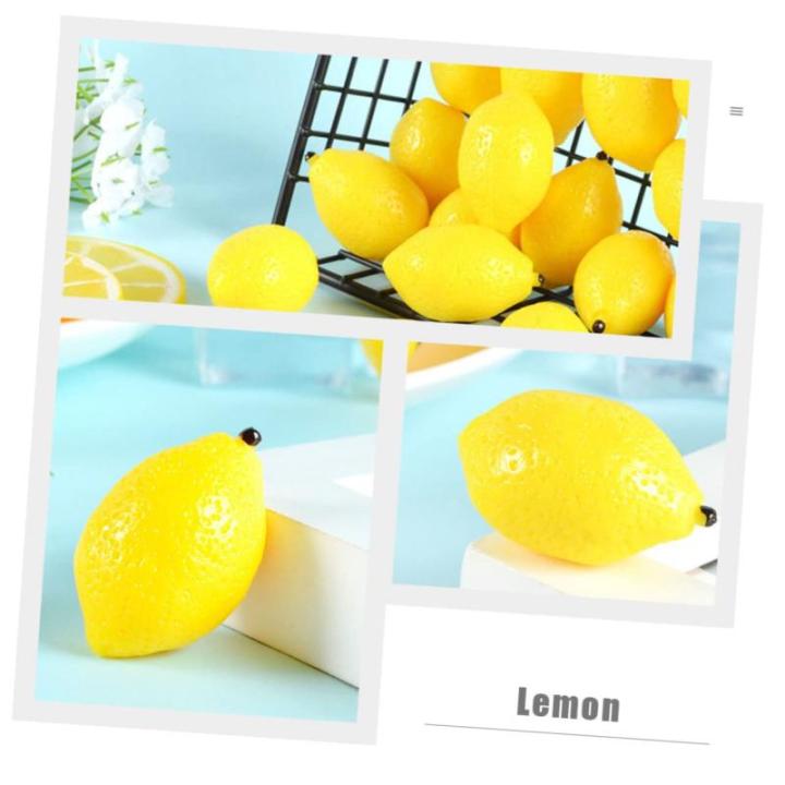 18 STK Mini-Zitronenimitat Miniaturen Obstladen-Zitronen-Dekor partydekorationen Mini-Spielzeug künstliche Zitronen bastelzeug Zitrone schmückt Zitronenornament PVC Yellow