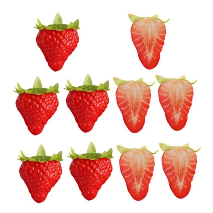 3 Sätze Künstliche Erdbeere Künstliche Erdbeerdekoration Falsches Obst Künstliche Früchte Zur Lebensechten Dekoration Erdbeer Schimmel Gefälschte Erdbeere PVC 10 Stück * 3