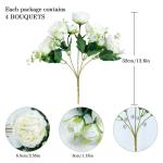 4 trossen pioenrozen voor decoratie kunstrozen nepboeket echte touch zijden bloemen voor vaas bruiloft woondecoratie (wit)