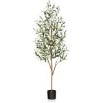 Kunstmatige olijfboom, 150 cm, grote kunstplant met natuurlijke houten stam en vruchten, kunstmatige olijfboom in pot, voor huis, slaapkamer, kantoor, tuindecoratie (1 stuks)