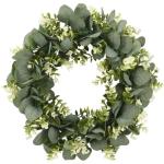 Künstlicher Eukalyptuskranz für Haustür, Herbstkranz Grüne Blattkranzgirlande für Fenster Hochzeit Home Veranda Dekor - 33 cm