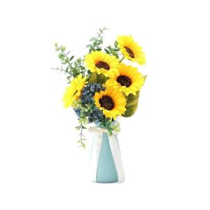 Kunstblumen Künstlicher Sonnenblumenstrauß in Vase – Seidenblumen für Heim- und Partydekoration, künstliche Blumen, Hochzeitsstrauß für die Dekoration für jeden Anlass