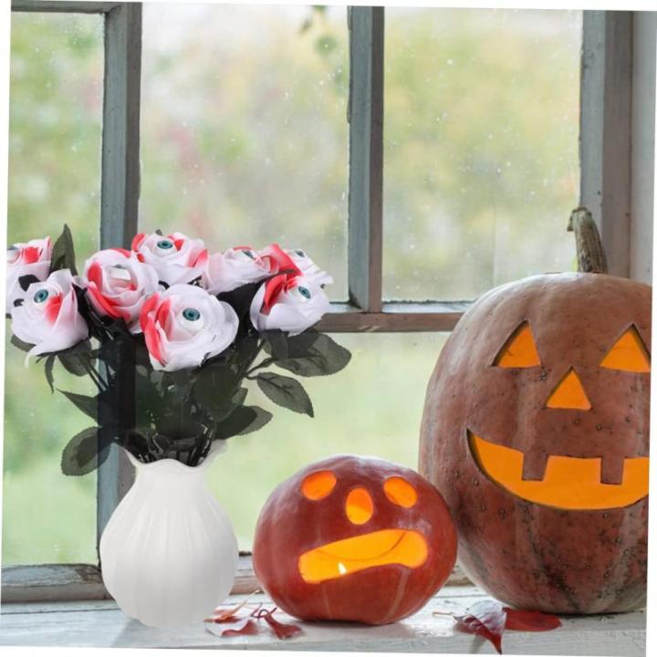 Ceramic Ornaments 10 Stück Augen-Arrangement, Ornamente, künstliche Arrangements, Schwarze künstliche Blumen, Party, Halloween, Stiele, Dekor, emuliertes Polyester Ceramic Ornam