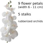 Kunstorchidee, cascade, bloemenboeket, crèmerosa in pot, crème, 90 cm hoog, rubberen bloemen, 5 scheuten, decoratie voor thuiskantoor