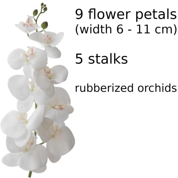Kunstorchidee, cascade, bloemenboeket, crèmerosa in pot, crème, 90 cm hoog, rubberen bloemen, 5 scheuten, decoratie voor thuiskantoor