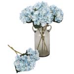 6 Blaue Blumen, Seide, Hortensien, künstliche Blumen, realistische Hortensien, Blumenstrauß für Hochzeit, Party, Büro, Heimdekoration (blau)
