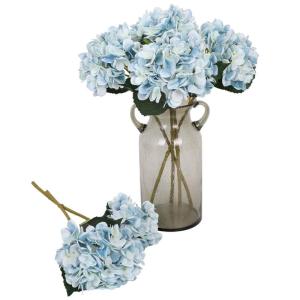 6 Blaue Blumen, Seide, Hortensien, künstliche Blumen, realistische Hortensien, Blumenstrauß für Hochzeit, Party, Büro, Heimdekoration (blau)