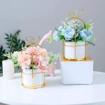 Nep Pioen Zijde Hortensia Bloem met Vaas Bloemdecor Arrangementen voor Bruiloft Decoratie Tafel Centerpieces (Roze met Vaas Set)