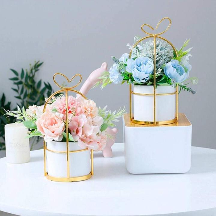 Nep Pioen Zijde Hortensia Bloem met Vaas Bloemdecor Arrangementen voor Bruiloft Decoratie Tafel Centerpieces (Roze met Vaas Set)