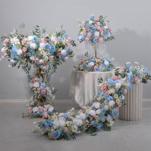24in Durchmesser Rose Blume Kugeln & Blume Kranz, gefälschte Blumen Rosen Kugeln, künstliche Florale Kugel für Mittelstücke Tische, Party, Valentinstag (Blue Ball,60cm)