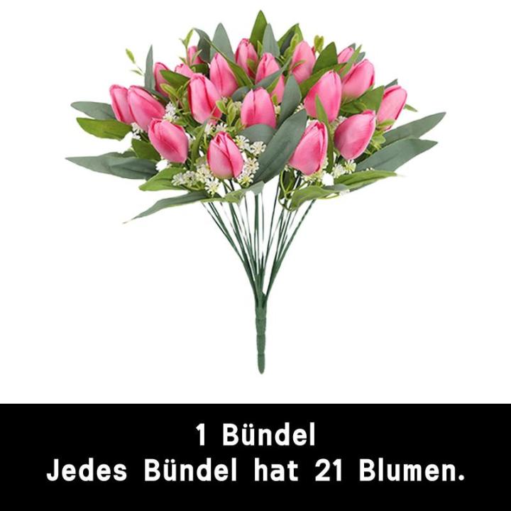 Kunstblumen 21 pcs Künstliche Blumen Tulpe Kunstblume Tulpen Real Touch Blumensträuße Dekoration für Hochzeitsdekoration Küche Büro Café Wohnkultur Rosa 1802
