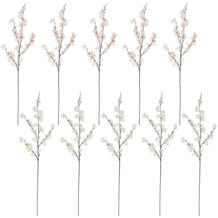 Faux Cherry Blossom Zweige 5pcs 39 Zoll realistische Kirschblütenstiele mit 4 Stielen Seidenkirschblütenblumenzweige für Vase Long Stiele Fake Blumen Vase Arrangements Style11