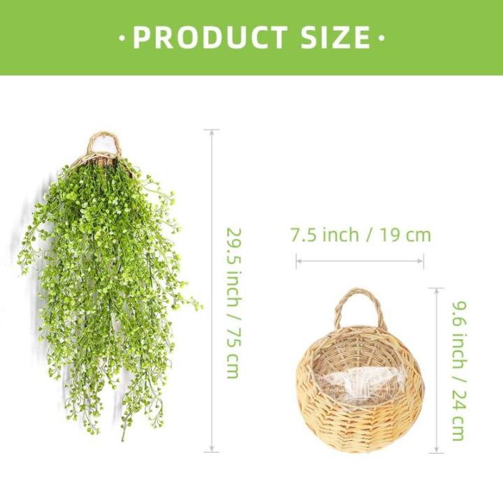 Kunstplant hangende met houten mand, hangende plant kunstmatige klimop 107 cm voor kantoor, keuken, tuin, party wanddecoratie (witte wilgen