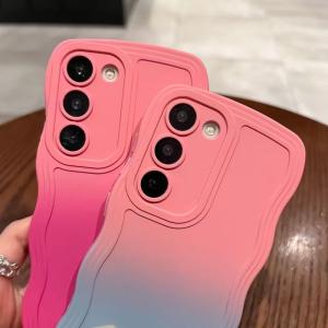 Miagon Gradient esthetische golfhoes voor Samsung Galaxy S20 Plus, schattige golven, telefoonhoes voor dames en meisjes, krullend frame, design, siliconen TPU bumper beschermhoes