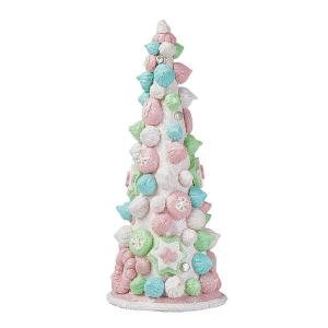9,57 Zoll Weihnachts-Eisbäume-Figur aus Weichem Ton, Festlicher Künstlicher Baum auf Dem Tisch, Kleiner Mini-Weihnachtsbaum, Niedliche Weihnachtsfigur für die