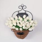 10 stuks PU Real Touch Latex Kunstmatige tulpen neptulpen bloemen boeketten bloemenarrangement voor huis kamer bruiloftsboeket middenstuk, wit