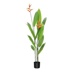 Strelitzie MN-KP-2212 Paradijsvogelbloem, kunstplant, kunstplant, decoratie, in zwarte pot, zeer realistisch, groen, 140 cm