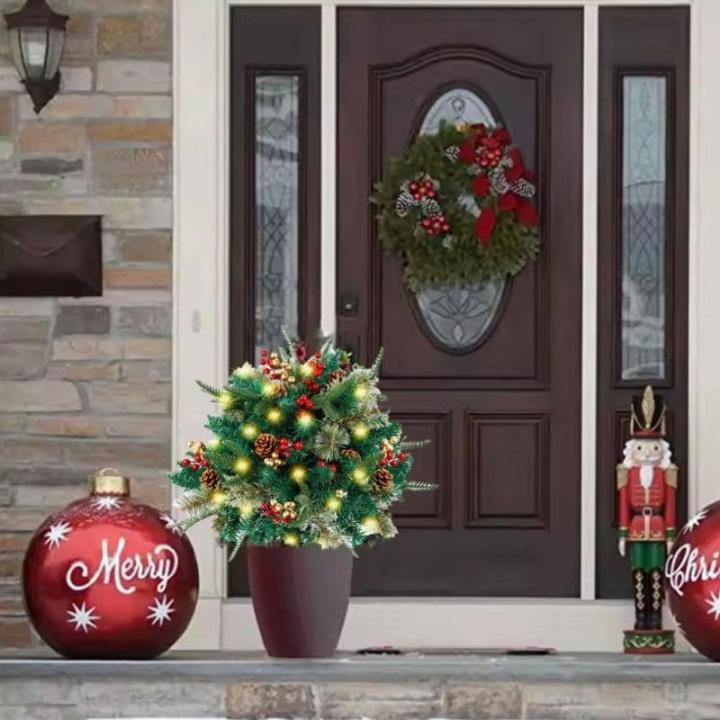 Künstlicher Weihnachtsbaum mit Außenbeleuchtung, Dekoration, simulierte Landschaft, Kiefer für Gartennadeln, Ambiente im Freien, Urlaub, goldener kleiner Füllstoff, Pflanzgefä
