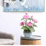 Kunstblumen Künstliches Blumen-Set, Kunstblumen mit Pflanzgefäß, Lotus-Kunstblume im Topf, für Wohnzimmer, Tisch, Schreibtisch, Kunstdekoration für jeden Anlass