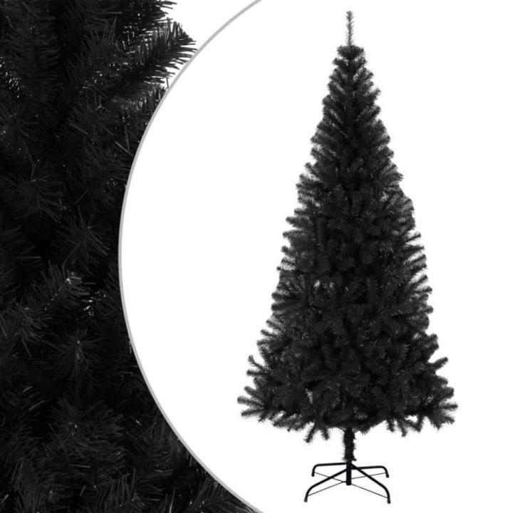 Kunstkerstboom met standaard, 180 cm hoog, kerstdecoratie, hoge kunstdennenboom, pvc en staal, zwart