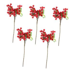 5St künstliche Beeren Simulation rote Beeren rote Beerenzweige Beerenkranz basteln kunstpflanze künstliche Pflanzen Blumenarrangement Beeren Blumenarrangements Beere Schaum