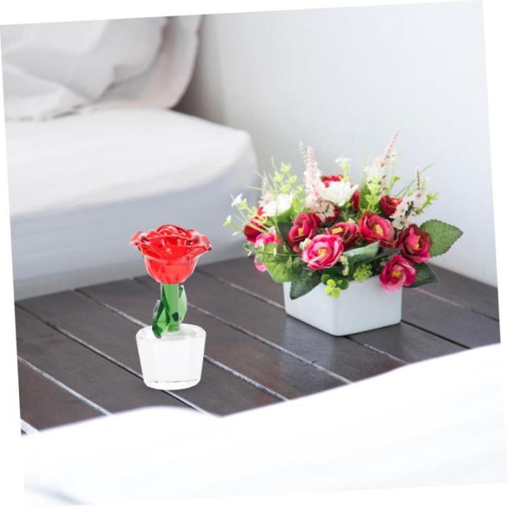 Ornamente Künstlicher Blumenstrauß Pflanzen dekor Dekorationen für Hochzeitszeremonien Fengshui bürodeko büro Dekoration Love Rosenstatue aus Kristall Kristallrose schmücken