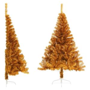 Kunstkerstboom met standaard, 180 cm hoog, kunstkerstboom, kerstboom, kunstboom, hoge kerstboom van PET en staal, goud