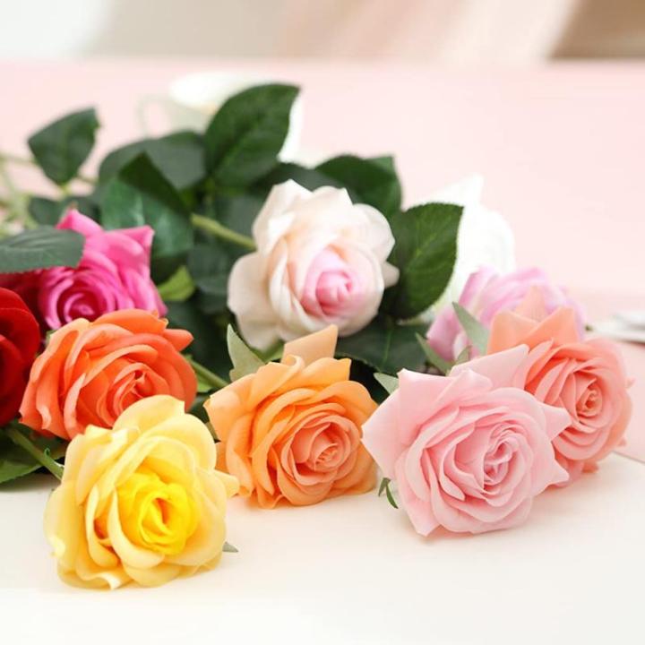 Kunstblumen Künstliche Blumen mit Glasvase Kunstseidenrose Gefälschte Pflanzen in Töpfen, Simulationsblumen-Tischdekorationszubehör für jeden Anlass