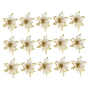 15st Weihnachtsblume Christbaumschmuck Weihnachtssternkranz Selber Machen Weihnachtssternblüten Künstliche Pflanzen Im Freien Weihnachtsglitter Künstliche Golden Plastik